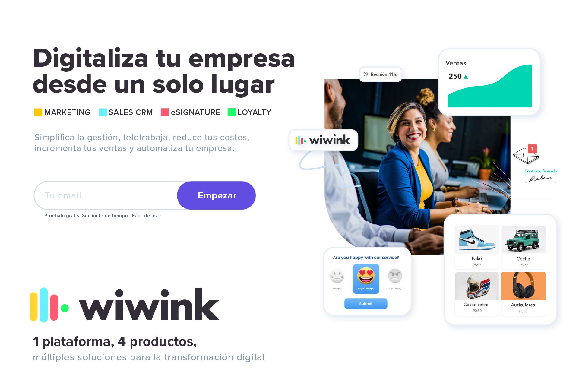 Wiwink, 4x4 de servicios enlazados y múltiples soluciones en una única plataforma de transformación digital