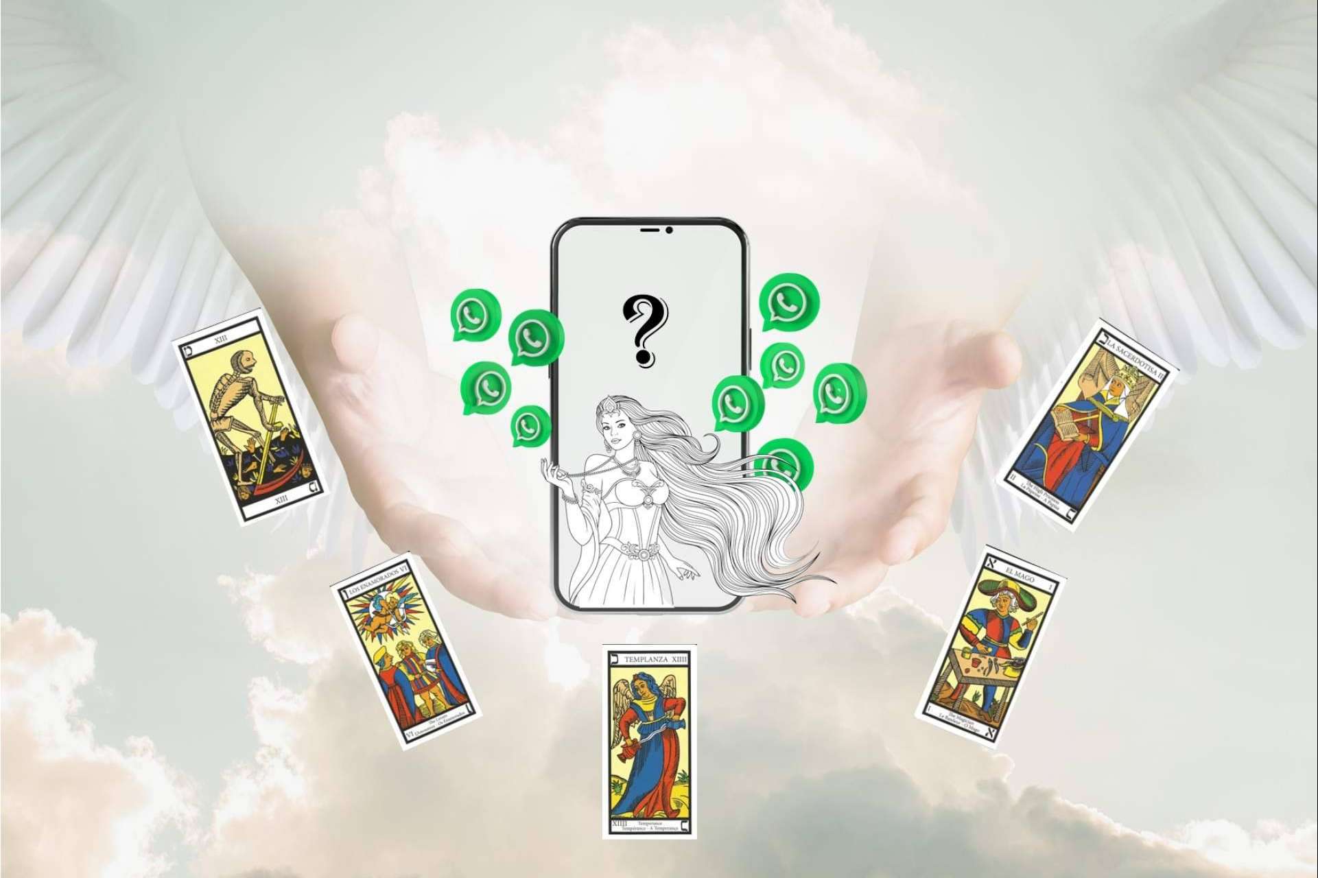 Promoción de WhatsApp de primavera para consultas del tarot con la Dama Mágica